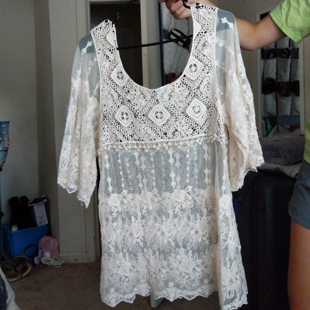 Lace Tunic Cover Up Shirt